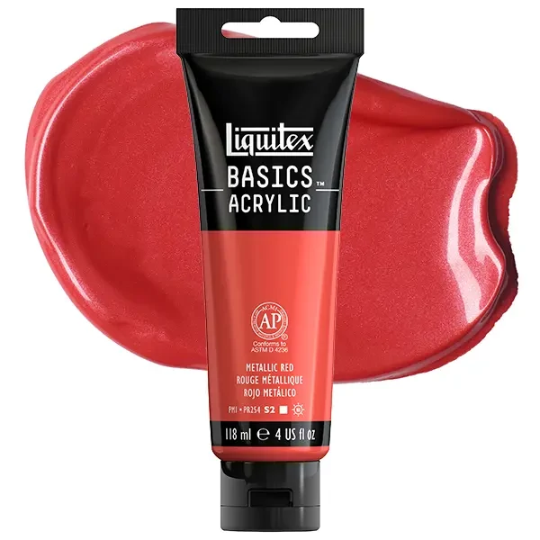 Liquitex Basics vopsea acrilică, 118 ml - 345, metallic red