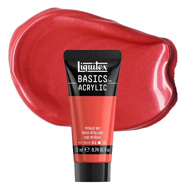 Vopsea acrilică Liquitex Basics, 22 ml - 345, metallic red
