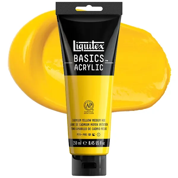 Liquitex Basics vopsea acrilică, 250 ml - 830, cadmium yellow medium hue