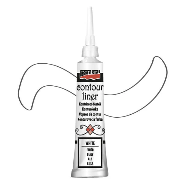 Vopsea de conturare Pentart, universala, 20 ml - alb