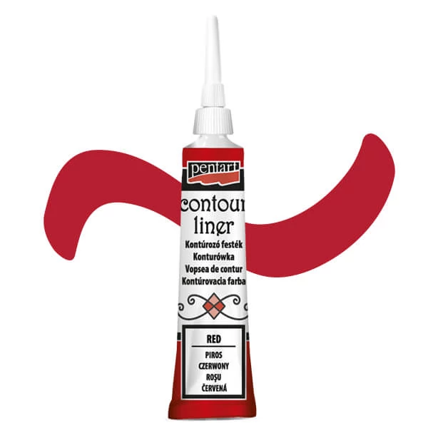 Vopsea de conturare Pentart, universala, 20 ml - rosu