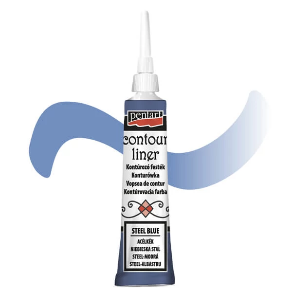 Vopsea de conturare Pentart, universala, 20 ml - albastru otel, metalizat