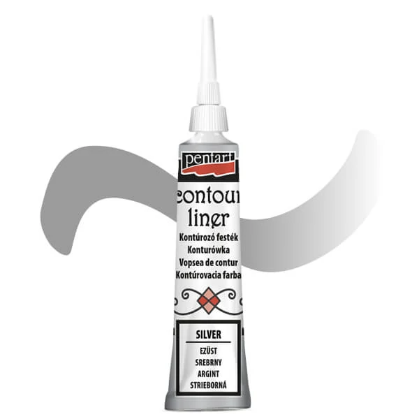 Vopsea de conturare Pentart, universala, 20 ml - argintiu, metalic
