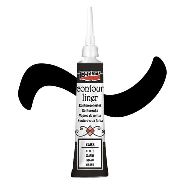Vopsea de conturare Pentart, universala, 20 ml - neagra