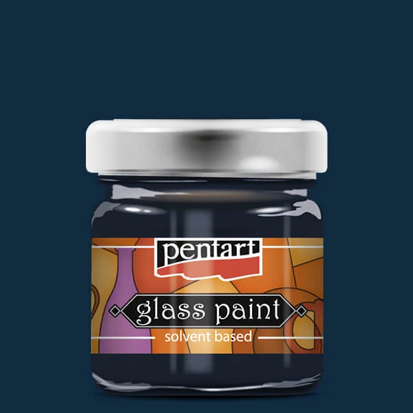 Vopsea de sticlă cu solvent Pentart, 30 ml - 25119 albastru furtuna