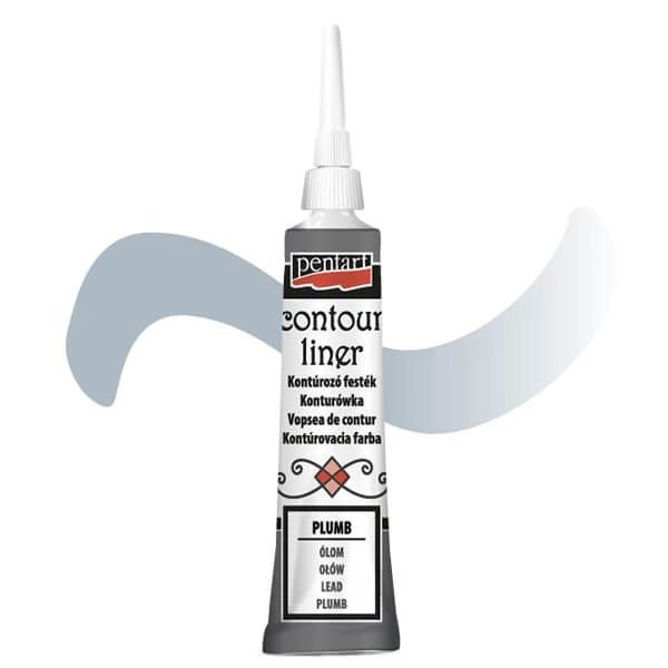 Vopsea de conturare Pentart, universala, 20 ml - plumb, metalizat