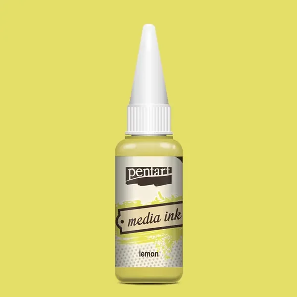 Cerneală pe bază de alcool Pentart, Media ink, cerneală lichidă, 20 ml - galben lămâie
