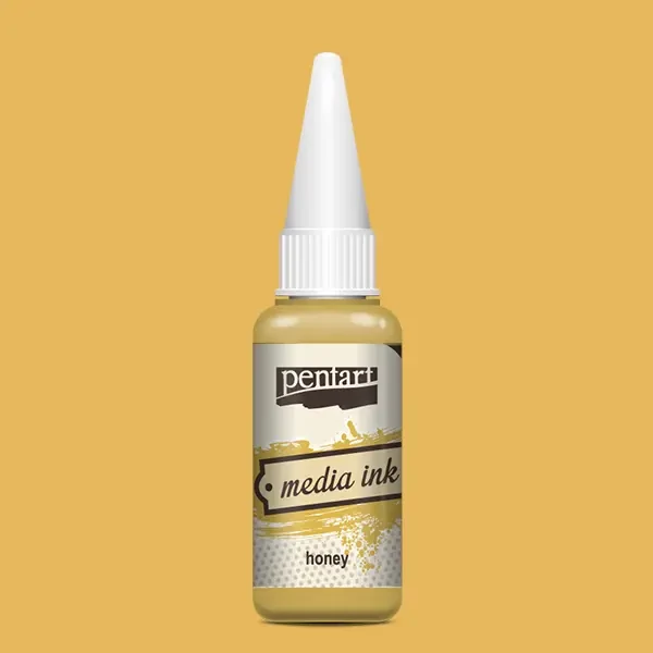 Cerneală pe bază de alcool Pentart, Media ink, cerneală lichidă, 20 ml - galben-miere