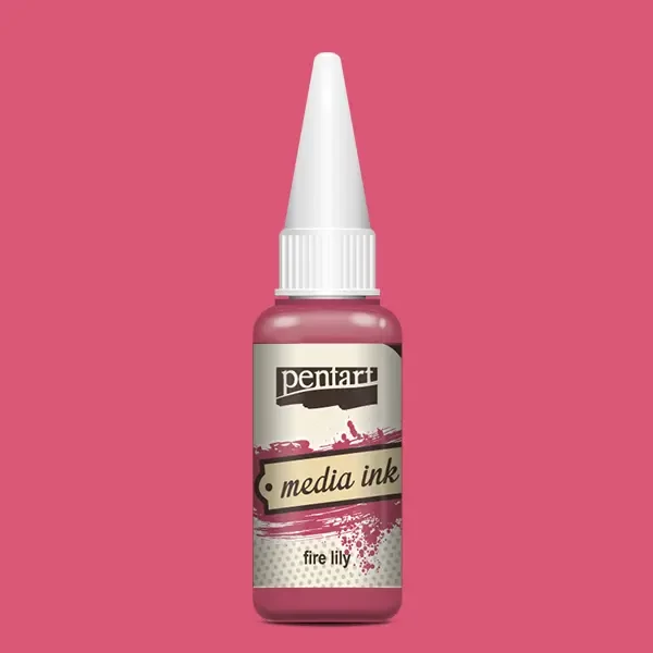 Cerneală pe bază de alcool Pentart, Media ink, cerneală lichidă, 20 ml - crin de foc