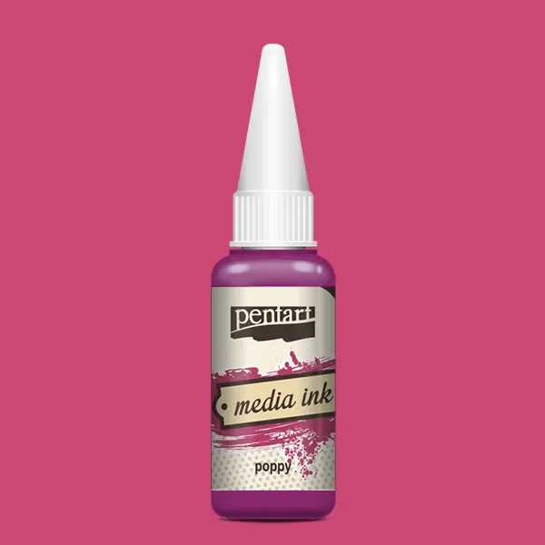 Cerneală pe bază de alcool Pentart, Media ink, cerneală lichidă, 20 ml - mac