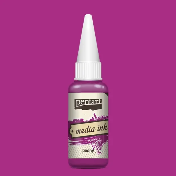 Cerneală pe bază de alcool Pentart, Media ink, cerneală lichidă, 20 ml - bujor