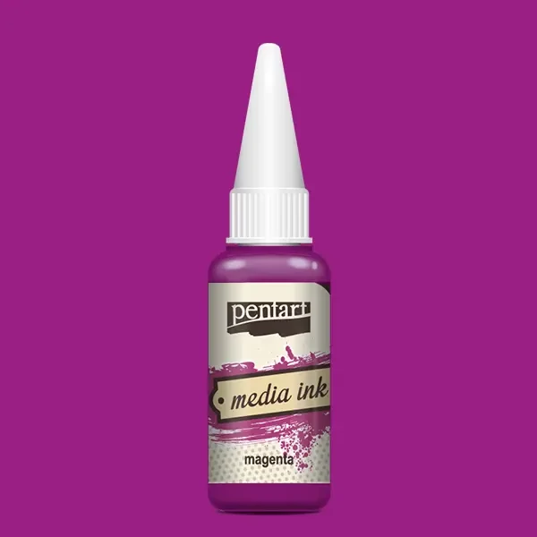 Cerneală pe bază de alcool Pentart, Media ink, cerneală lichidă, 20 ml - magenta