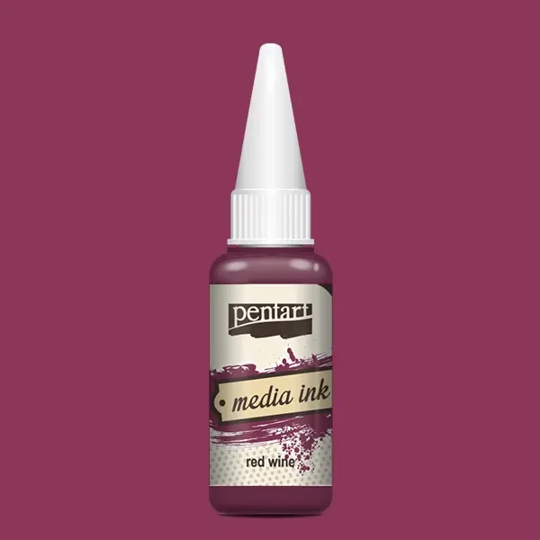 Cerneală pe bază de alcool Pentart, Media ink, cerneală lichidă, 20 ml - vin roșu