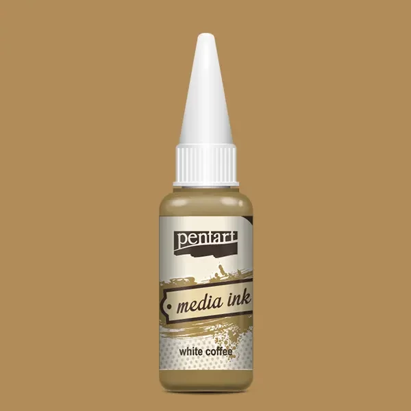 Cerneală pe bază de alcool Pentart, Media ink, cerneală lichidă, 20 ml - cafea cu lapte