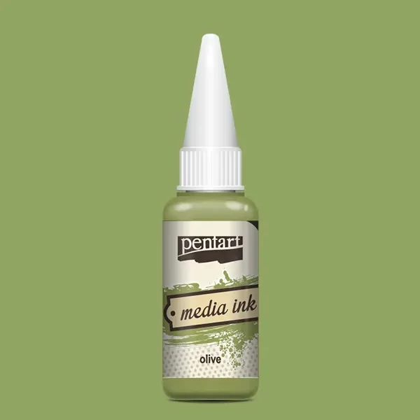 Cerneală pe bază de alcool Pentart, Media ink, cerneală lichidă, 20 ml - măslin