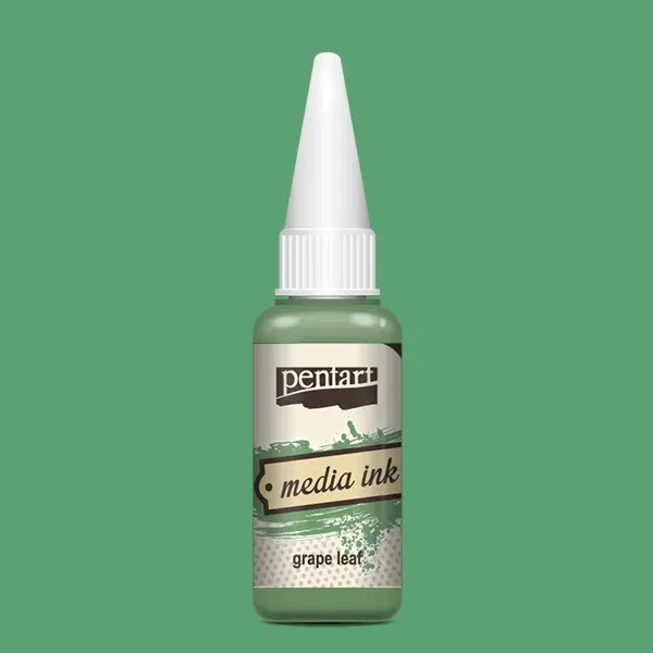 Cerneală pe bază de alcool Pentart, Media ink, cerneală lichidă, 20 ml - frunză de vie