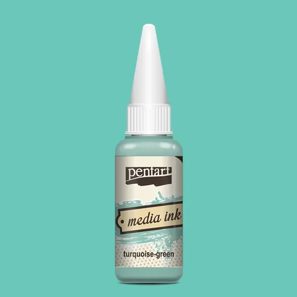 Cerneală pe bază de alcool Pentart, Media ink, cerneală lichidă, 20 ml - verde turcoaz