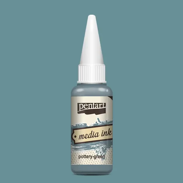 Cerneală pe bază de alcool Pentart, Media ink, cerneală lichidă, 20 ml - verde ceramică