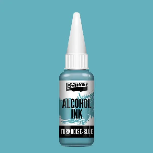 Cerneală pe bază de alcool Pentart, Media ink, cerneală lichidă, 20 ml - albastru turcoaz