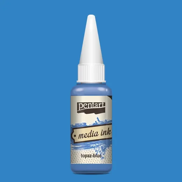 Cerneală pe bază de alcool Pentart, Media ink, cerneală lichidă, 20 ml - albastru topaz