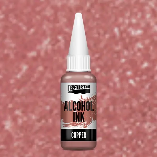 Cerneală pe bază de alcool Pentart, Media ink, cerneală lichidă, 20 ml - cupru metalic