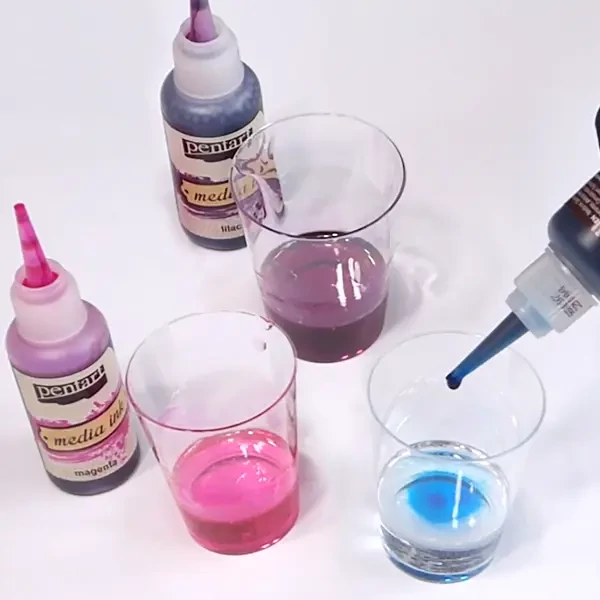 Cerneală pe bază de alcool Pentart, Media ink, cerneală lichidă, 20 ml - curcubeu
