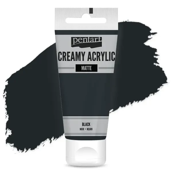 Vopsea cremoasă acrilică Pentart, mată , 60 ml - negru