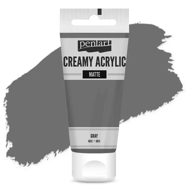 Vopsea cremoasă acrilică Pentart, mată , 60 ml - gri