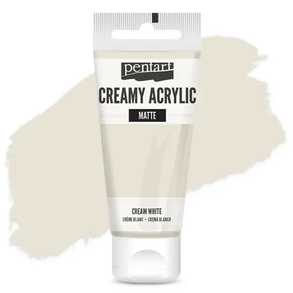 Vopsea cremoasă acrilică Pentart, mată , 60 ml - alb crem