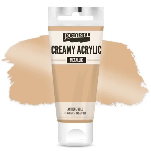 Vopsea cremoasă acrilică Pentart, metal, 60 ml - aur antic