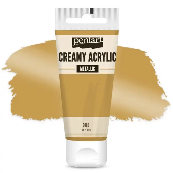 Vopsea cremoasă acrilică Pentart, metal, 60 ml - aur