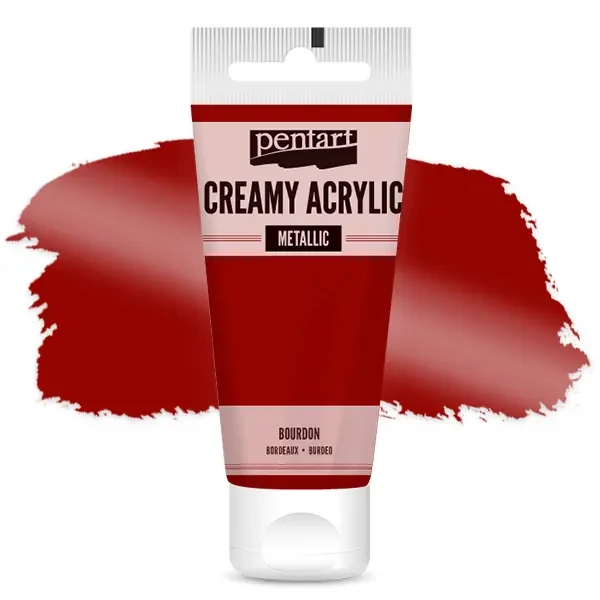 Vopsea cremoasă acrilică Pentart, metal, 60 ml - visiniu
