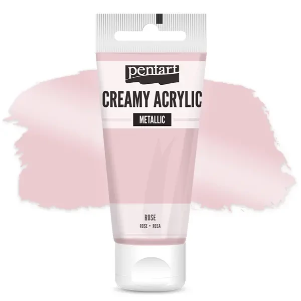Vopsea cremoasă acrilică Pentart, metal, 60 ml - roz