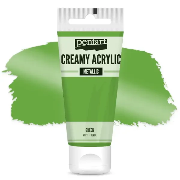 Vopsea cremoasă acrilică Pentart, metal, 60 ml - verde
