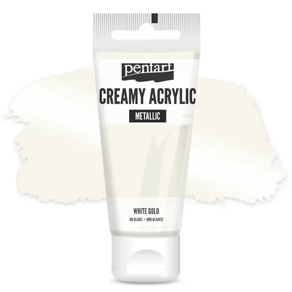 Vopsea cremoasă acrilică Pentart, metal, 60 ml - aur alb