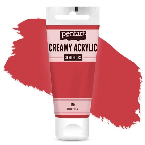Vopsea cremoasă acrilică Pentart, lucios ca mătasea, 60 ml - roșu