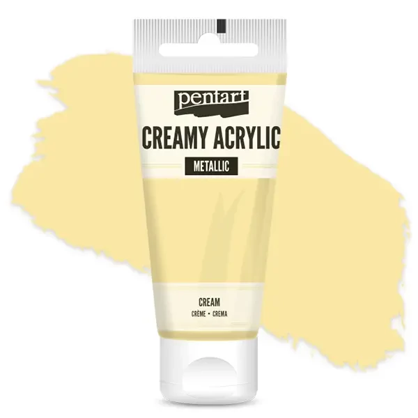 Vopsea cremoasă acrilică Pentart, lucios ca mătasea, 60 ml - culoarea crem