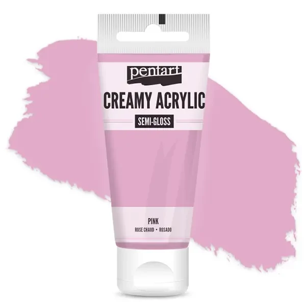 Vopsea cremoasă acrilică Pentart, lucios ca mătasea, 60 ml - pink