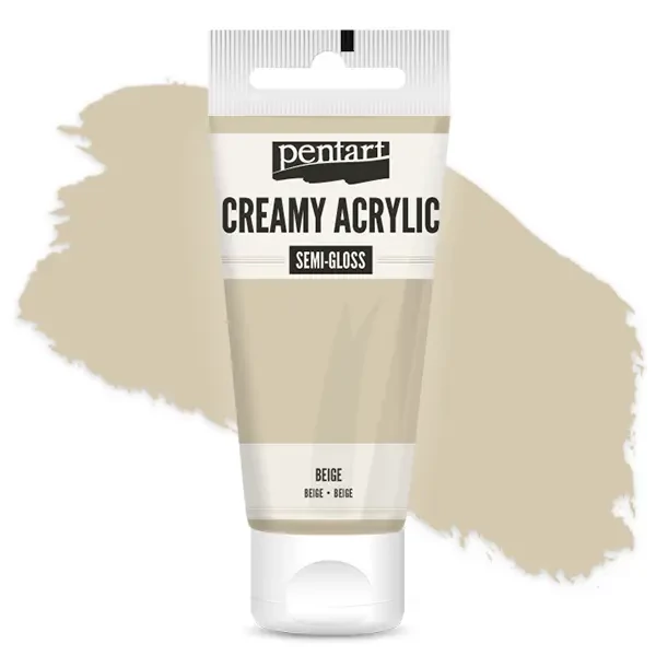 Vopsea cremoasă acrilică Pentart, lucios ca mătasea, 60 ml - bej