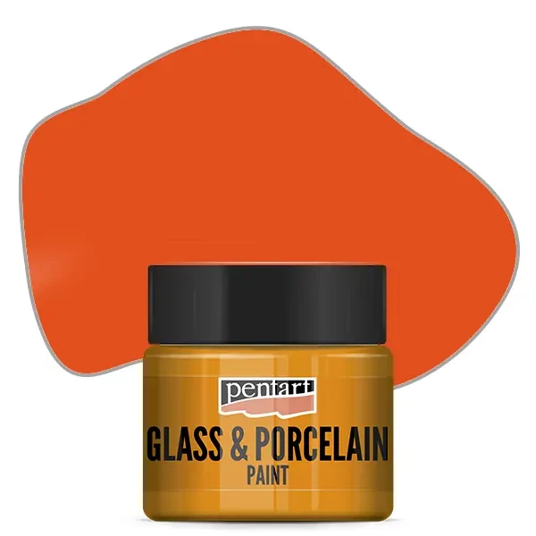 Vopsea pe bază de apă pentru sticlă și porțelan Pentart , 30 ml – portocaliu
