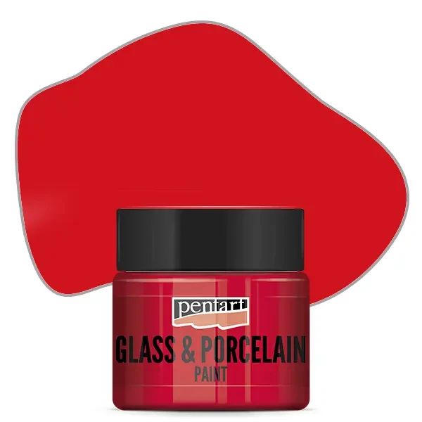Vopsea pe bază de apă pentru sticlă și porțelan Pentart , 30 ml – roșu