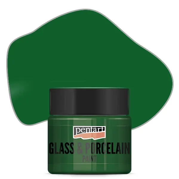 Vopsea pe bază de apă pentru sticlă și porțelan Pentart , 30 ml – verde