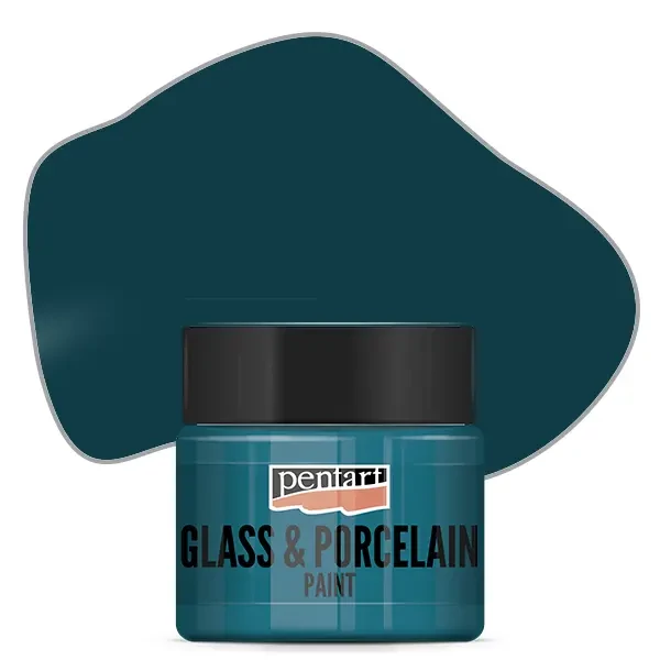Vopsea pe bază de apă pentru sticlă și porțelan Pentart , 30 ml – verde turcoaz