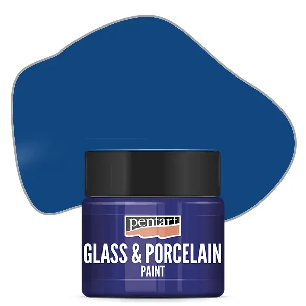 Vopsea pe bază de apă pentru sticlă și porțelan Pentart , 30 ml – albastru