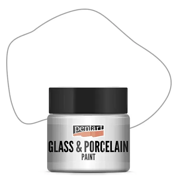 Vopsea pe bază de apă pentru sticlă și porțelan Pentart , 30 ml – alb