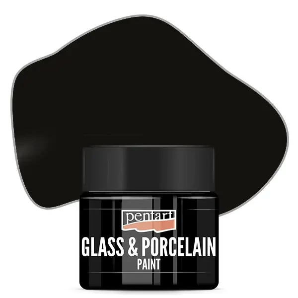 Vopsea pe bază de apă pentru sticlă și porțelan Pentart , 30 ml – negru