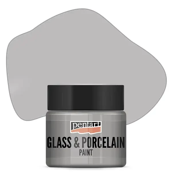 Vopsea pe bază de apă pentru sticlă și porțelan Pentart , 30 ml – argint