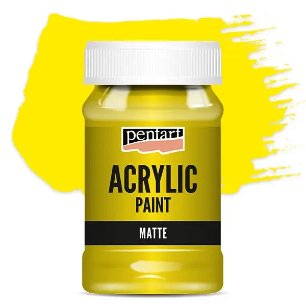 Vopsea acrilică Pentart mată, 100 ml - galben