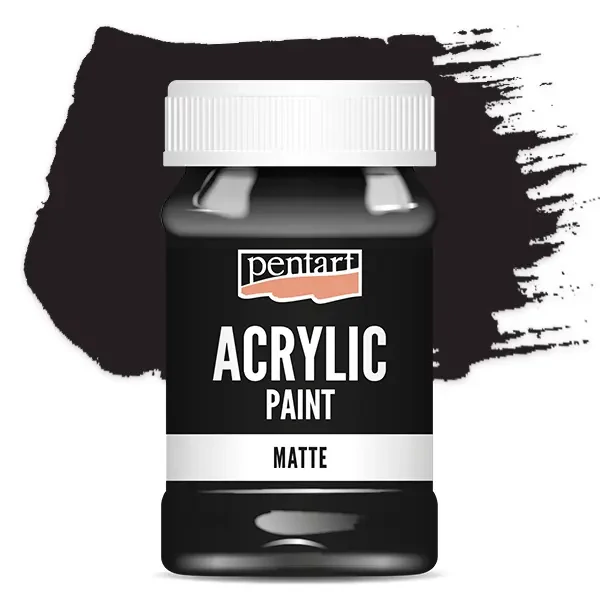 Vopsea acrilică Pentart mată, 100 ml - neagra