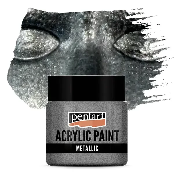 Vopsea acrilică metalizată Pentart, 50 ml - argint rococo